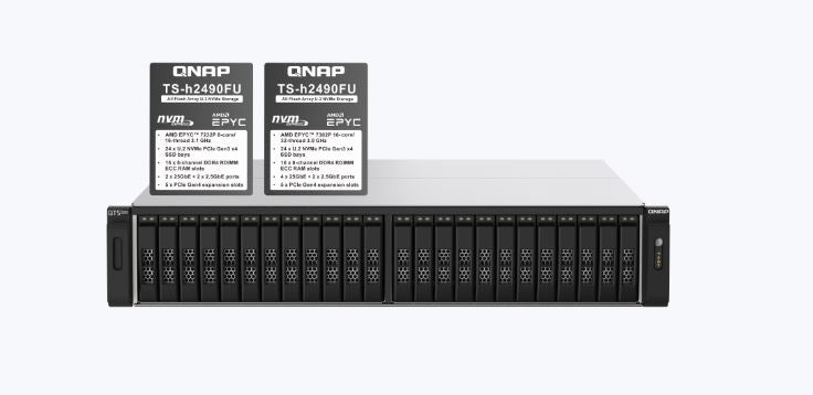 Qnap TS-h2490FU-7302P-256G AMD EPYC 7302P 16-core 3.3GHz 24 BAY NAS 12