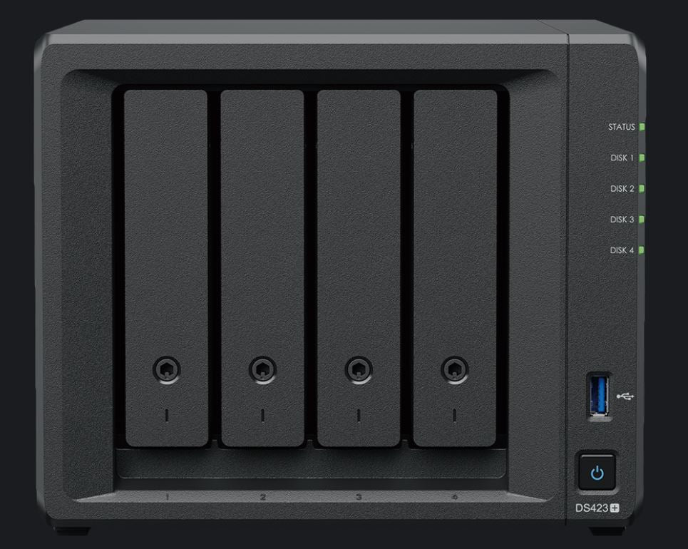 Synology DS423+ 4-Bay 3.5' Diskless, Intel Celeron 4-core, 2xGbE NAS (SMB) - 2GB RAM - 3 Year Warranty