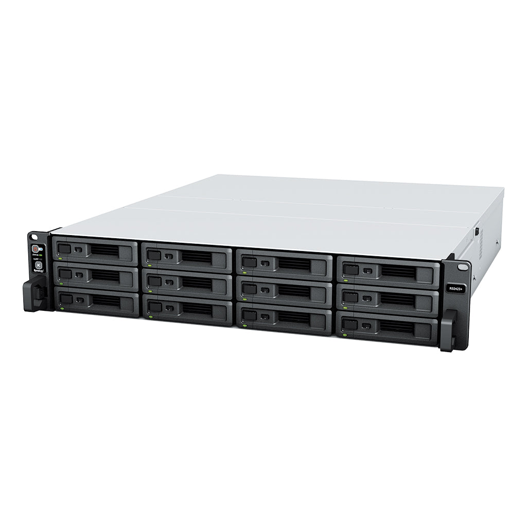 Synology RackStation 12-bay RS2423+ 155K/79K random read/write IOPS -3,500/1,700 MB/s sequential read/write 3-year hardware warranty