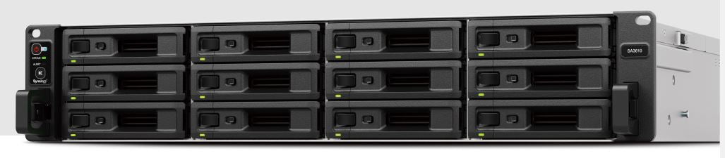 Synology 12-bay SA3610 Over 6,200/3,000 MB/s seq, built-in 10GbE -Add up to 84 extra drive bays -Back up 1,000+ endpoints, -5 Years Warranty