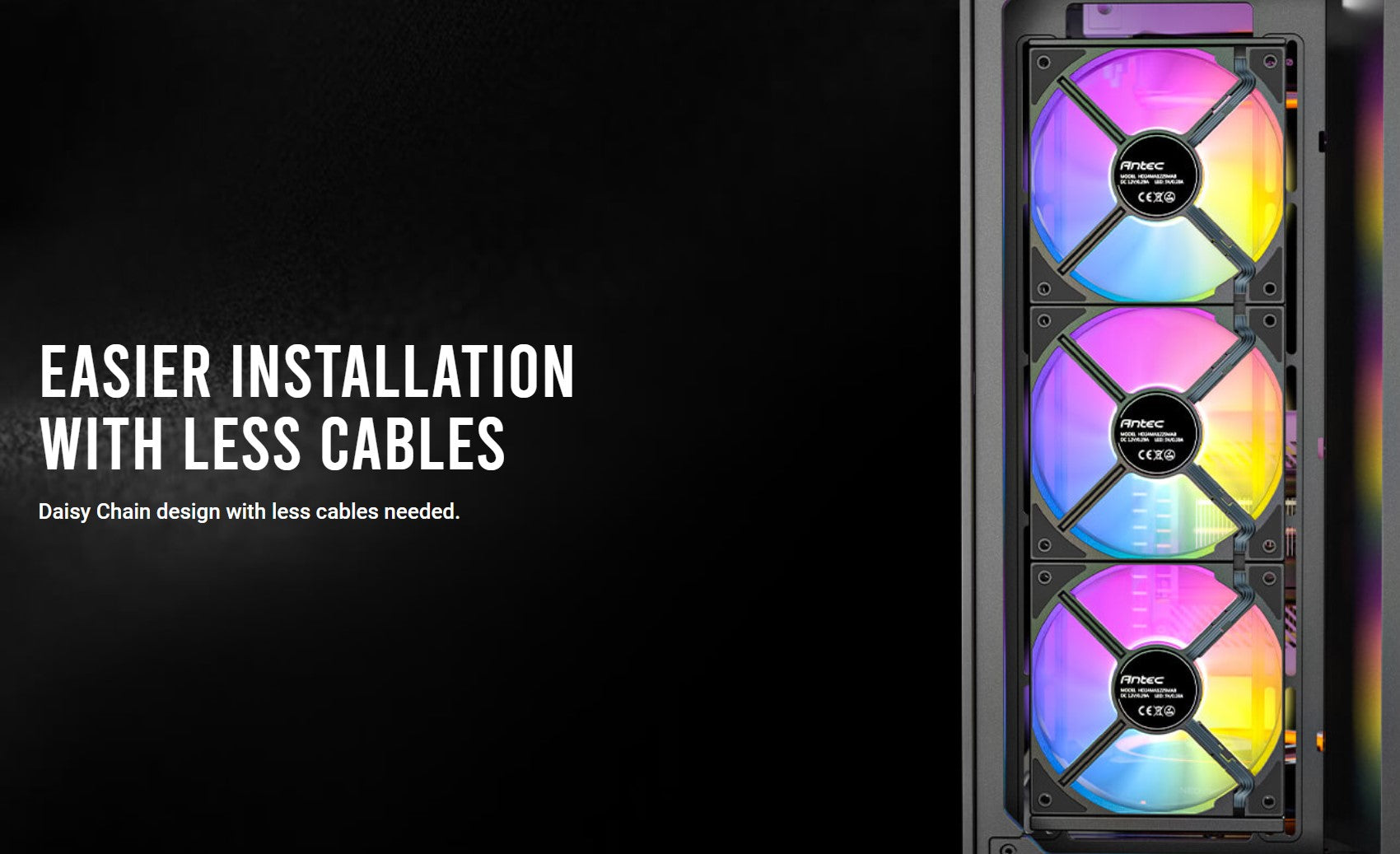 Antec C120R Reverse Fan Black ARGB 3PK Performance 120mm PWM Fan FAN: 4-pin PWM | LED: 3-pin Vibration Absorbing and Anti-Noise Pads