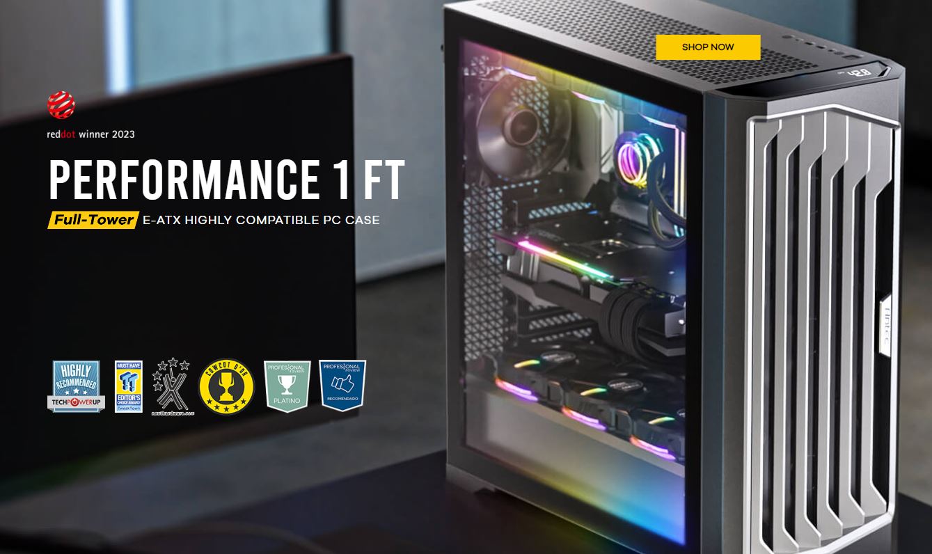 Antec Performance 1 FT AXT, E-ATX ARGB Full Tower Editor's Choice, Temperature Display, USB-C, 4x ARGB Fans w/control, Gaming Case