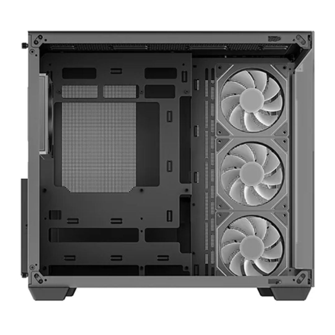 DeepCool CG530 4F ATX Case, Tempered Glass,4 Pre-Instaled Fans, USB3.0×2、Gen2 Type-C x1、Audio/Mic×1, Cable, Supports Rear Connector