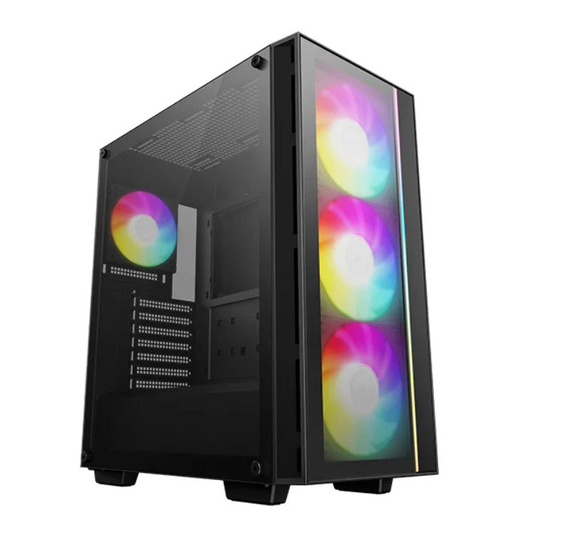 DeepCool MATREXX 55 V4 Full Tempered Glass Side Panel ATX Case. Pre-Installed 3×140mm ARGB PWM Fans, 1×120mm ARGB, Up to 360mm