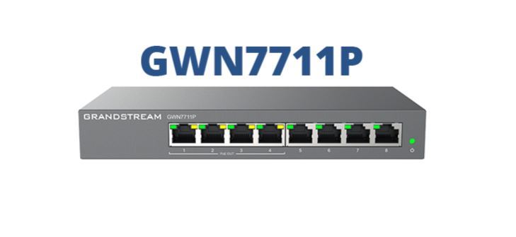 Grandstream GWN7711P Layer 2-Lite Managed Switch, 8 x GigE (4 x PoE/PoE+ or +24VDC Output Mode)