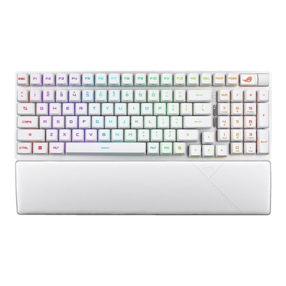 ASUS ROG Strix Scope II 96 RX Wireless Keyboard - White, USB-C / BT 5.1 / 2.4GHz, RGB Per-Key, NKRO, 8000Hz, 2m Cable, AURA Sync