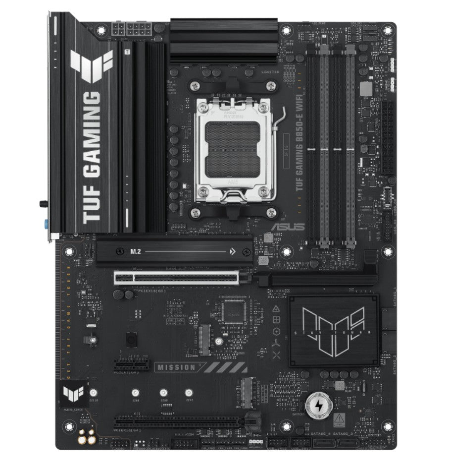 ASUS AMD B850 TUF GAMING B850-E WIFI (AM5) ATX Motherboard, DDR5 256B, 1x PCIe 5.0 x16 slot, 3 x M.2 slots, 4 x SATA, Wi-Fi 6E, Realtek 2.5Gb