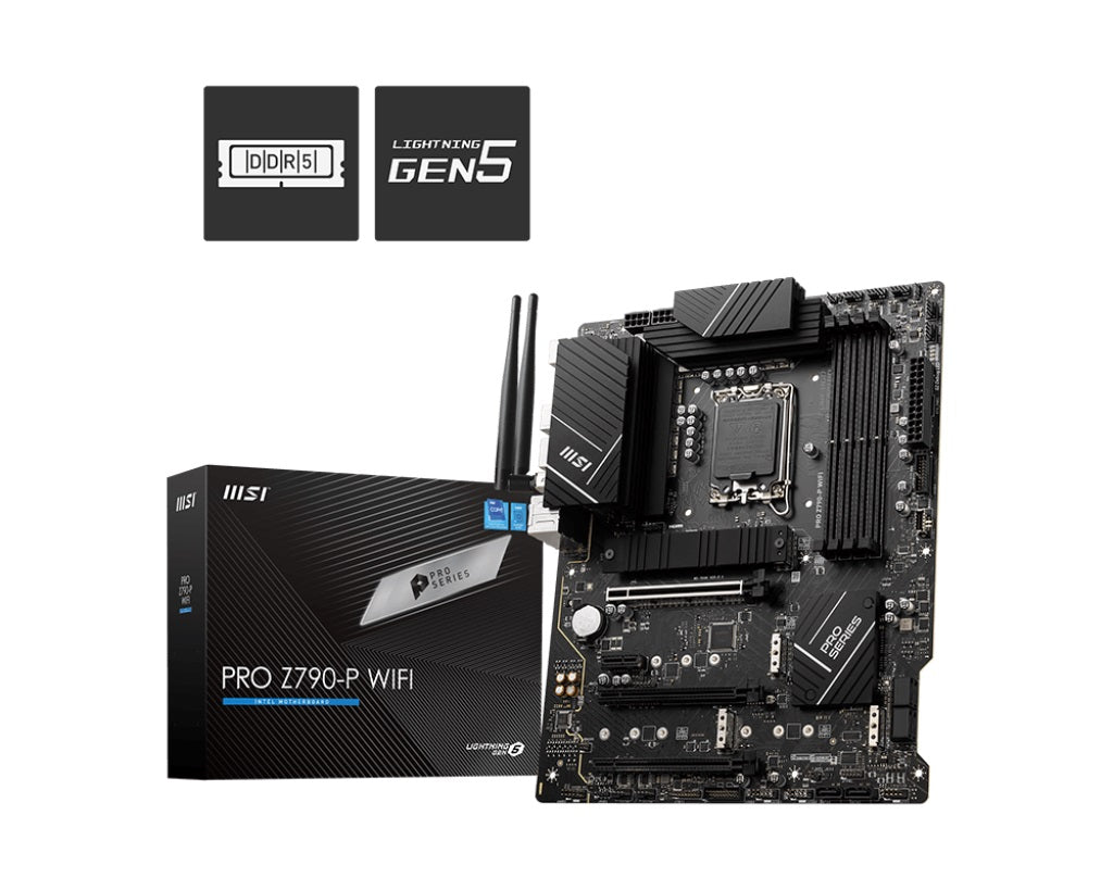 MSI PRO Z790-P WIFI Intel LGA 1700 ATX Motherboard, 4x DDR5 128GB, 1x PCI-E x 16, 1x PCI-E x 14, 4x M.2, 6x SATA, 4x USB 3.2, 4x USB2.0,