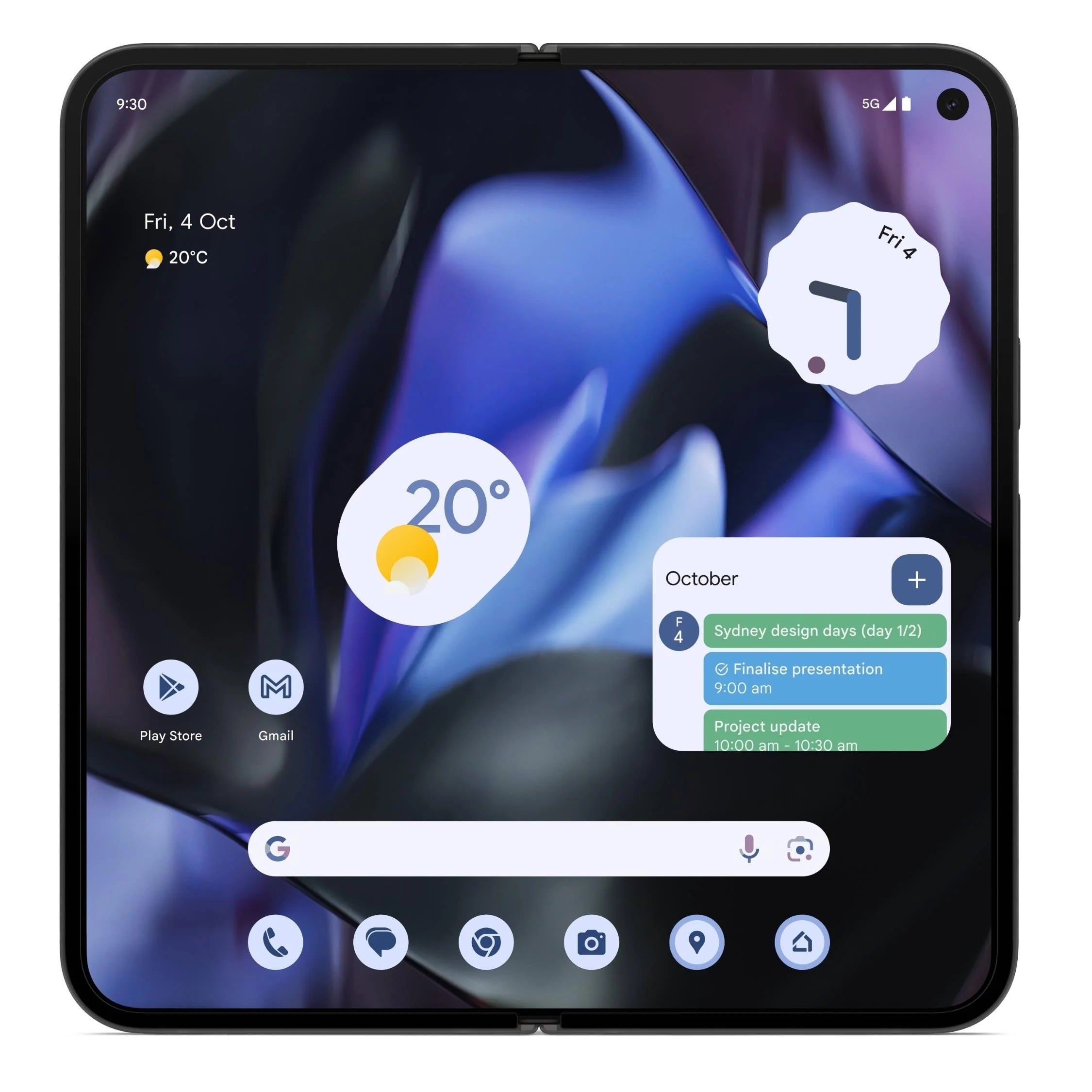 Google Pixel 9 Pro Fold 5G 256GB - Obsidian (GA05518-US)*AU STOCK*, 8.0', OLED, 120Hz, 16GB/256GB, 48MP/10MP, Single SIM + eSIM, 2 Years Warranty