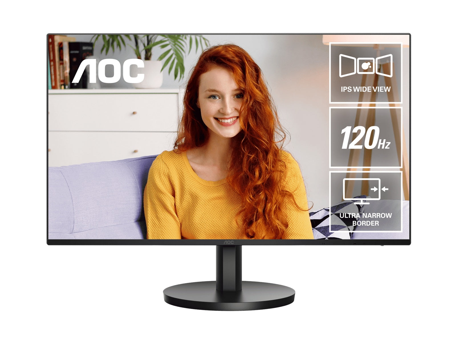 AOC 23.8' IPS 1ms 120hz, Ultra Slim, Speakers, Flicker Free, FHD 1920×1080@100Hz – HDMI, 1920×1080@60Hz – VGA. VESA 100 x 100, Earphone.Office Monitor