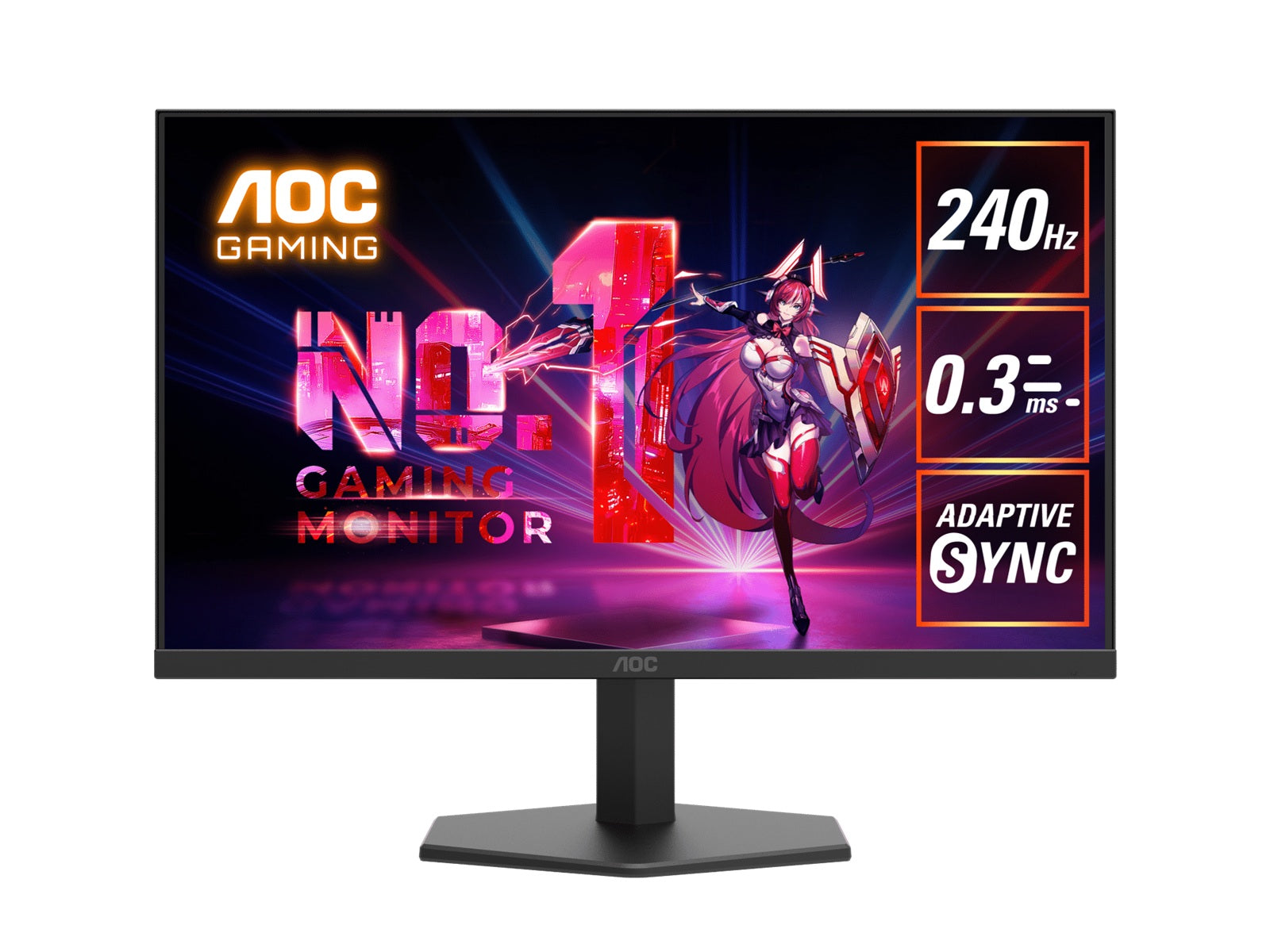 AOC 23.8' IPS 1920 × 1080 FHD, 240Hz, HDR10, 0.3ms,Adaptive Sync,HDMI 2.0 × 1, DisplayPort 1.4 × 1, Gaming Monitor (LS)