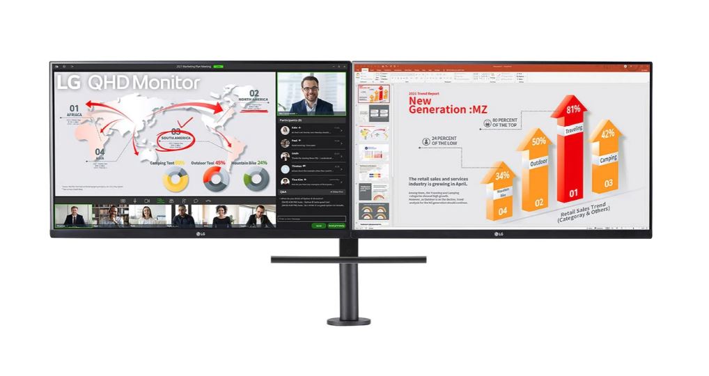 LG 27' QHD (2560x1440) Monitor Ergo Dual with Clamp and Grommet Limited Warranty 1 Year Parts and Labor -USB Type-C