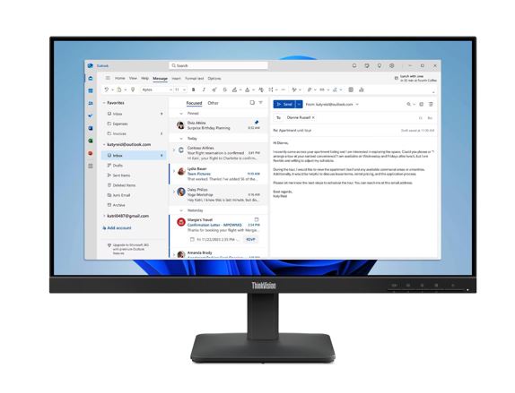 LENOVO ThinkVision S24-4E 23.8' 24' FHD IPS Monitor 1920x1080 16:9 4ms 100Hz Anti-glare Tilt VGA HDMI Tilt VESA 3yr WTY Black ~63DEKAR3AU