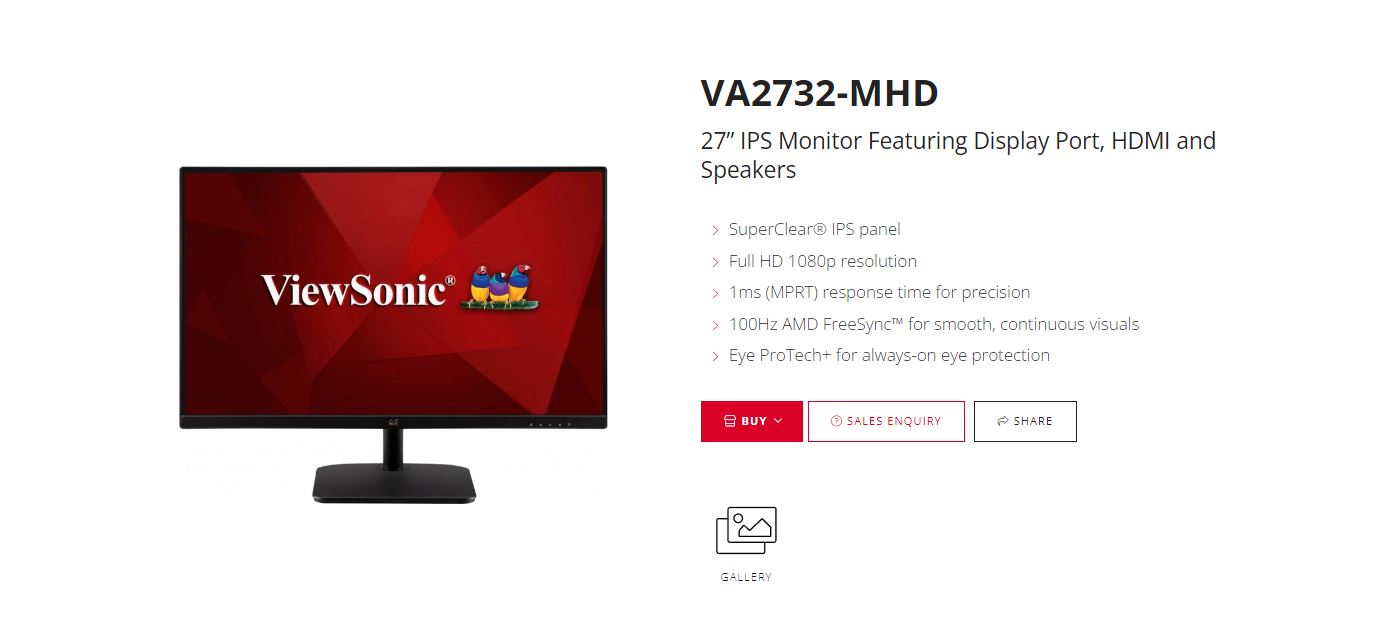 ViewSonic 27' Super Clear IPS, 4ms 100hz, Ultra Slim, FHD 1920 x 1080, DP,HDMI,VGA,2x Speakers,VESA 100,3 YR AR,Office Business Monitor (LS),3YARW