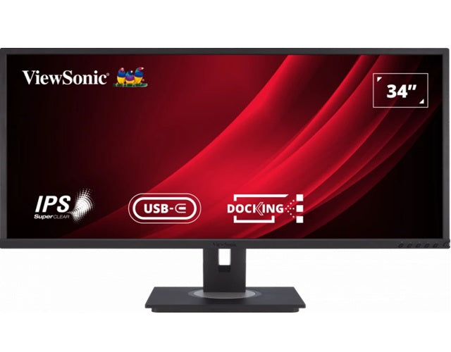 ViewSonic 34' WQHD 3440 x 1440, USB-C Docking, 90w Charger,Ethernet, FreeSync, Speaker, VDisplay, HAS, Superclear, VG3456 Business Monitor,3YARW