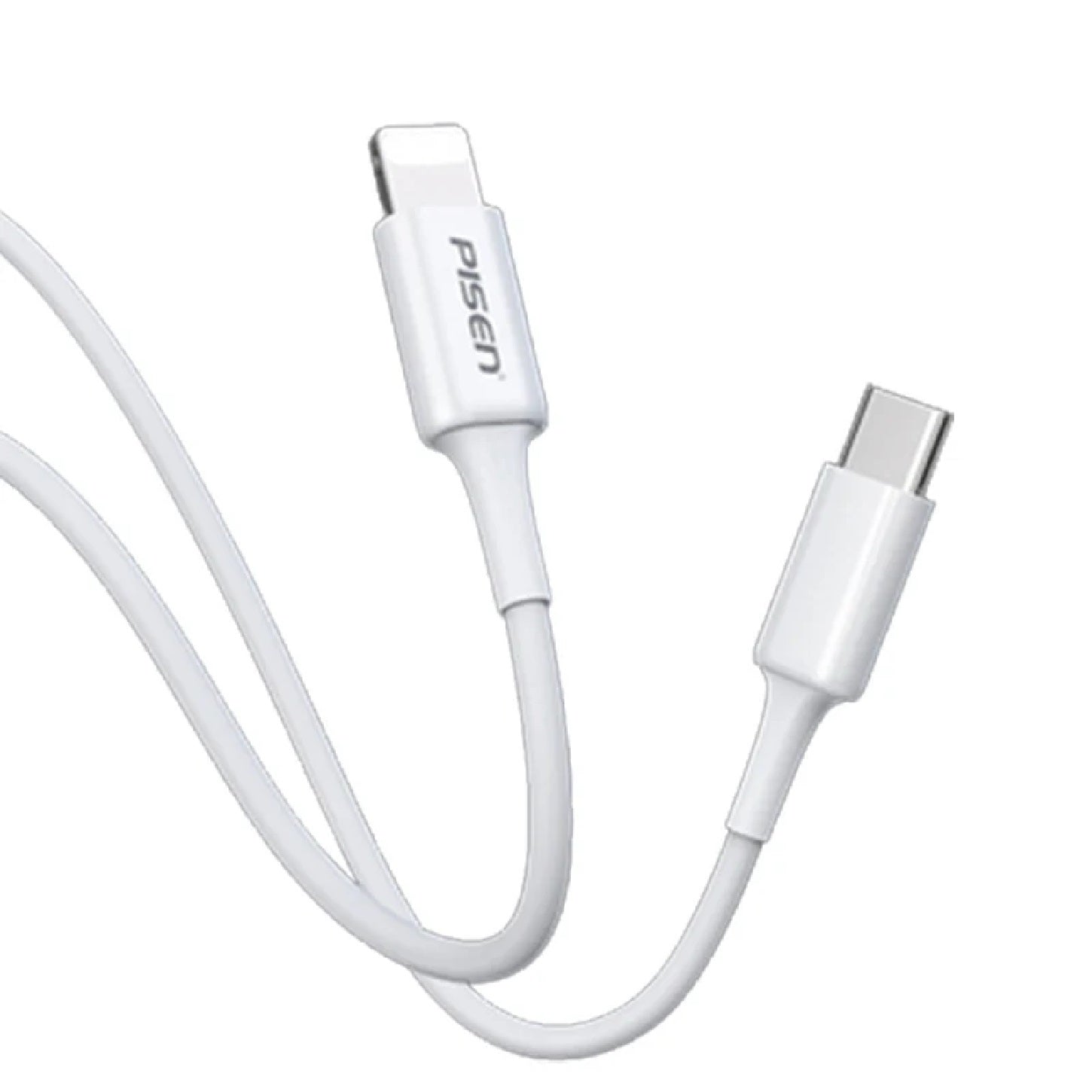 Pisen Mr White Lightning to USB-C PD Fast Charge Cable (1M) White - Support Charge 3A, Stretch-Resistant, Reinforced,Durable,Apple iPhone/iPad/MacBook
