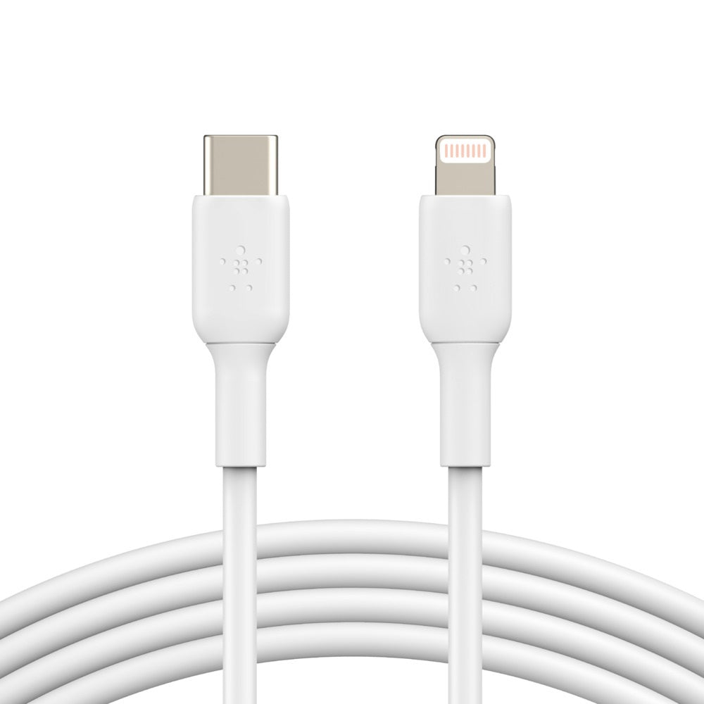 Belkin BoostCharge Lightning to USB-C Cable (1M) - White (CAA003bt1MWH),18W,480Mbps,25K+ bend,Apple iPhone/iPad/Macbook,MFi Certified,2 Years Warranty