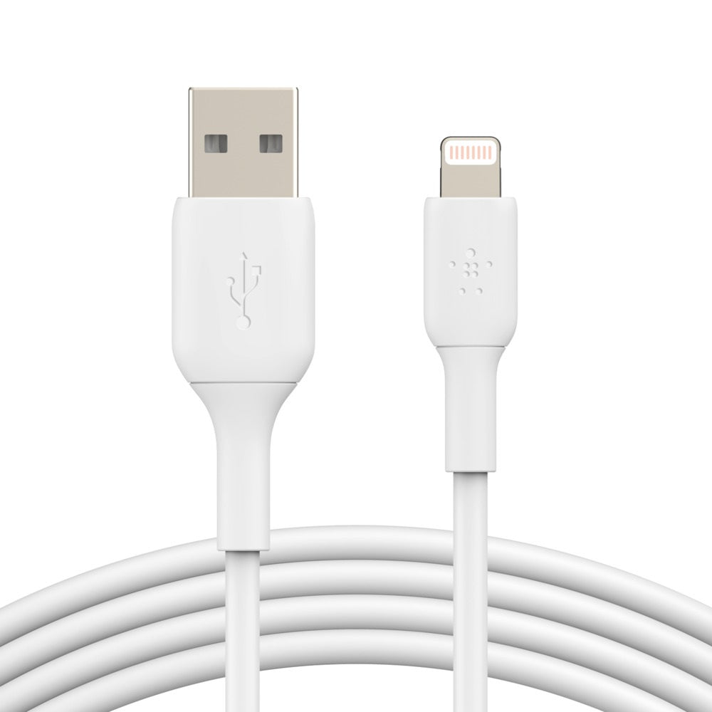 Belkin BoostCharge Lightning to USB-A Cable (2M) - White (CAA001bt2MWH),480Mbps, 25K+ bend, Apple iPhone/iPad/Macbook, MFi-Certified, 2 Years Warranty