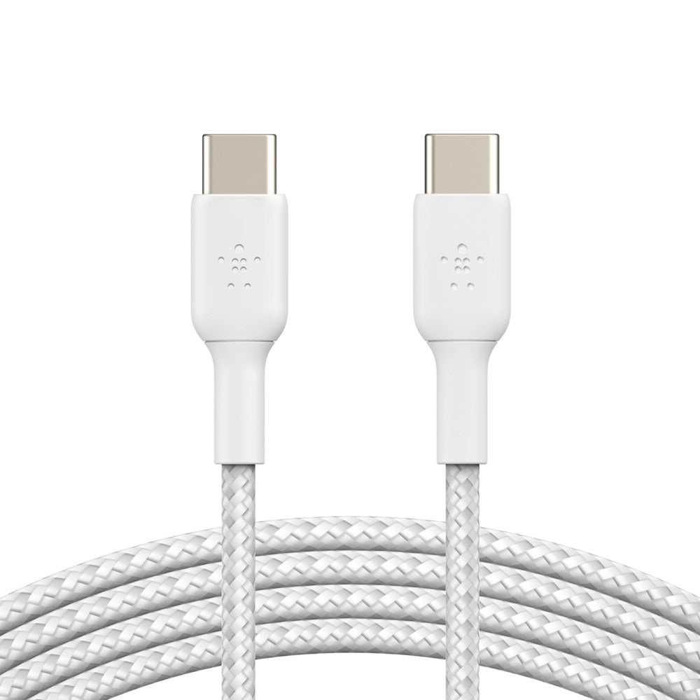 Belkin BoostCharge USB-C to USB-C Cable (2M) - White (CAB003bt2MWH), 60W, 480Mbps,25K+ bend, Samsung Galaxy, iPad, MacBook Google, 2 Years Warranty