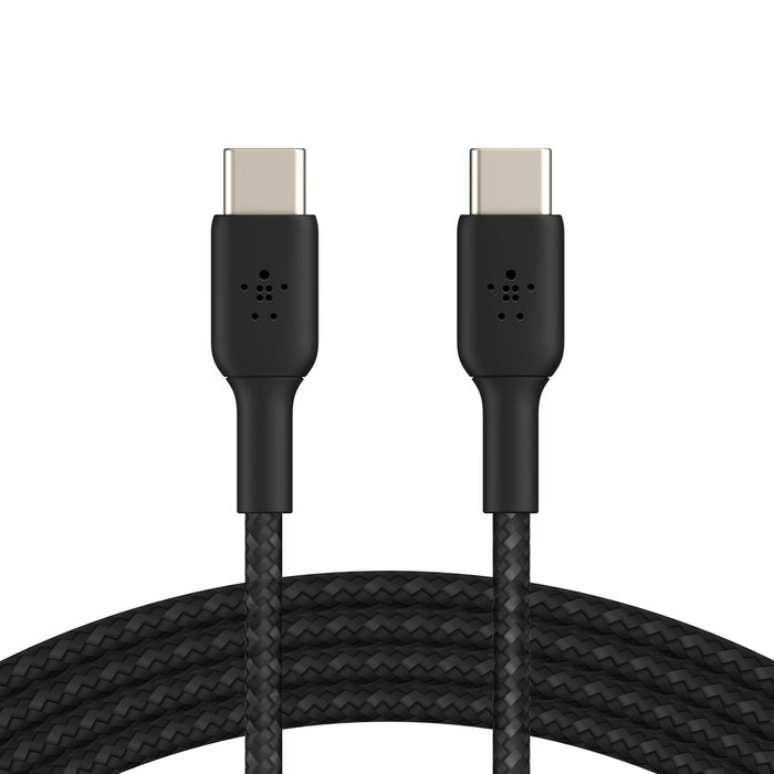 Belkin BoostCharge Braided USB-C to USB-C Cable 0.15M - White (CAB004bt0MWH), 60W, 480Mbps, 30K+ Bend, Double-Braided,USB-IF Certified,2 Year Warranty