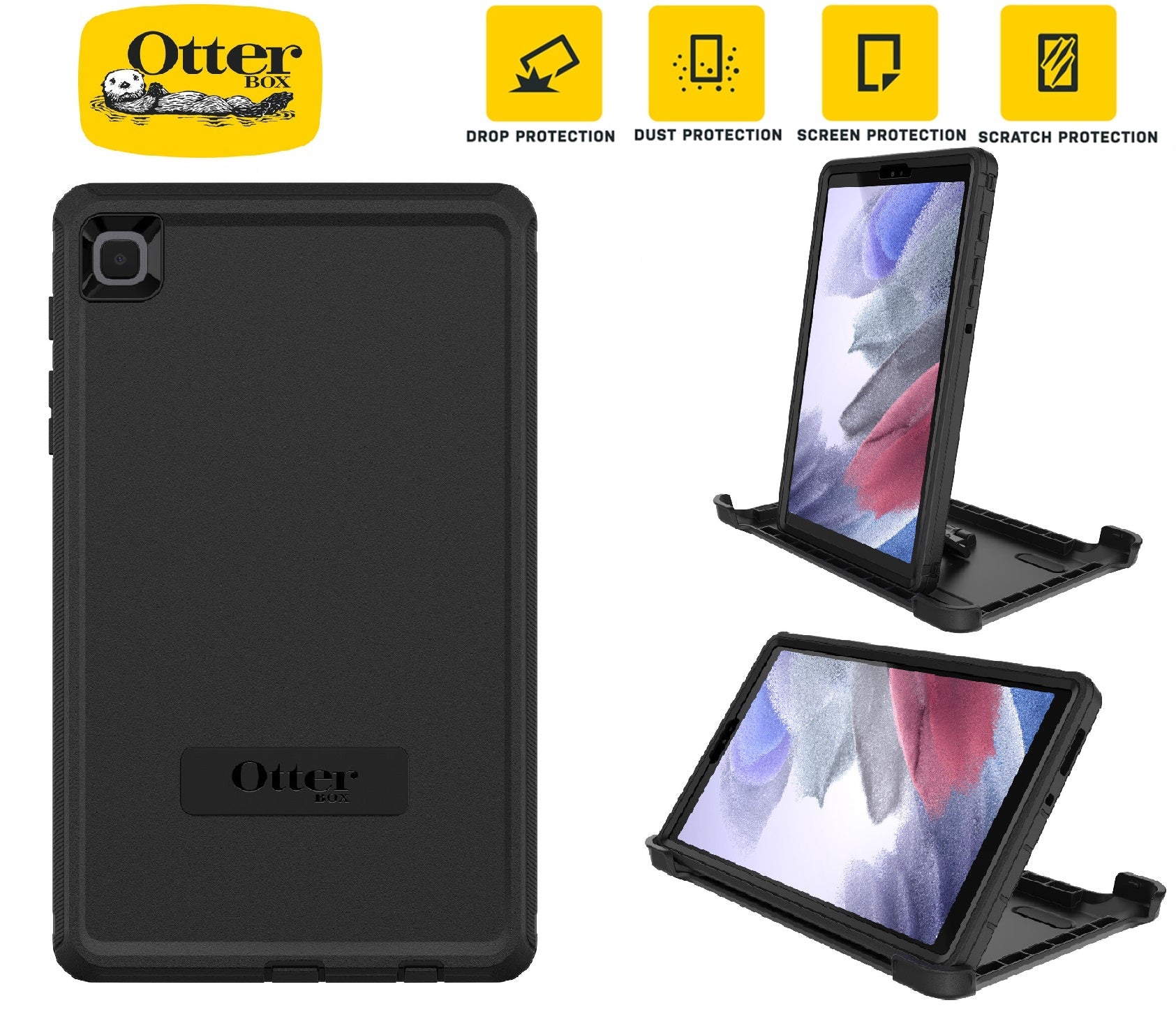 OtterBox Defender Samsung Galaxy Tab A7 Lite (8.7') Case Black - (77-83087), DROP+ 2X Military Standard, Built-in Screen Protection, 7 Years Warranty