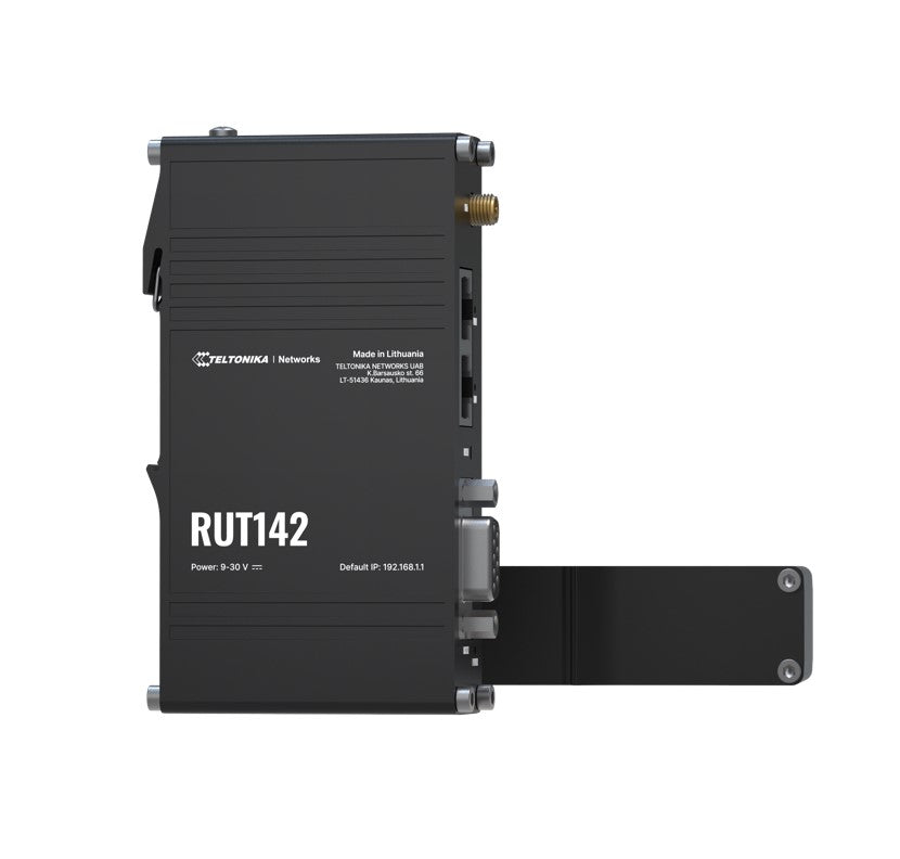 Teltonika RS232 Industrial Router, Wi-Fi 4, RS232 for Serial Communication, Integrated DIN Rail Bracket, 3-Pin Power Connector, PSU excluded