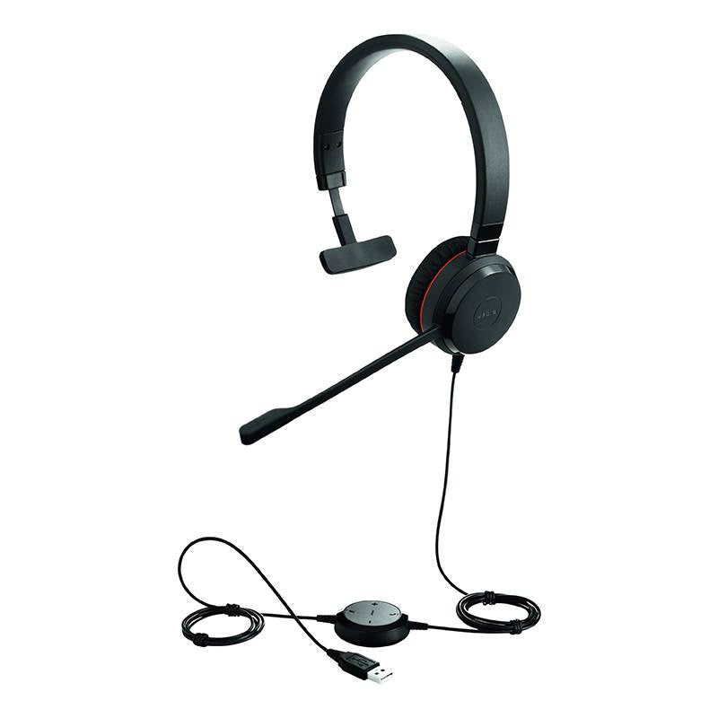 Jabra Evolve 20 UC Mono SE, USB-A Headset, Passive Noise Cancellation, Easy 0 Management, Plug-and-play, Leatherette Ear Cushions