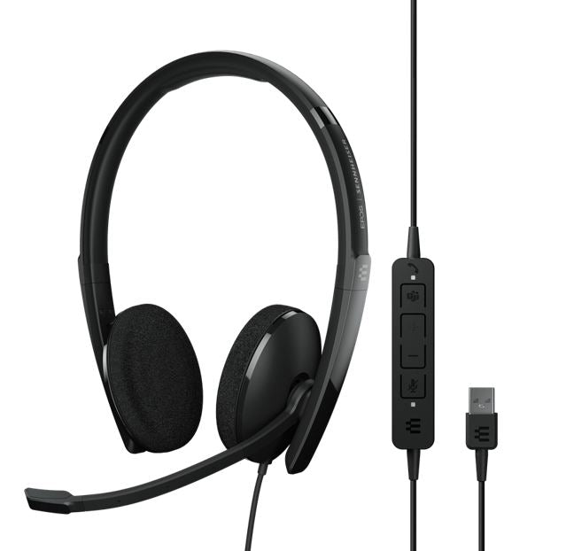 EPOS ADAPT 160T USB II On-ear, double-sided USB-A headset with in-line 0 control and foam earpads. Certified for Microsoft Teams