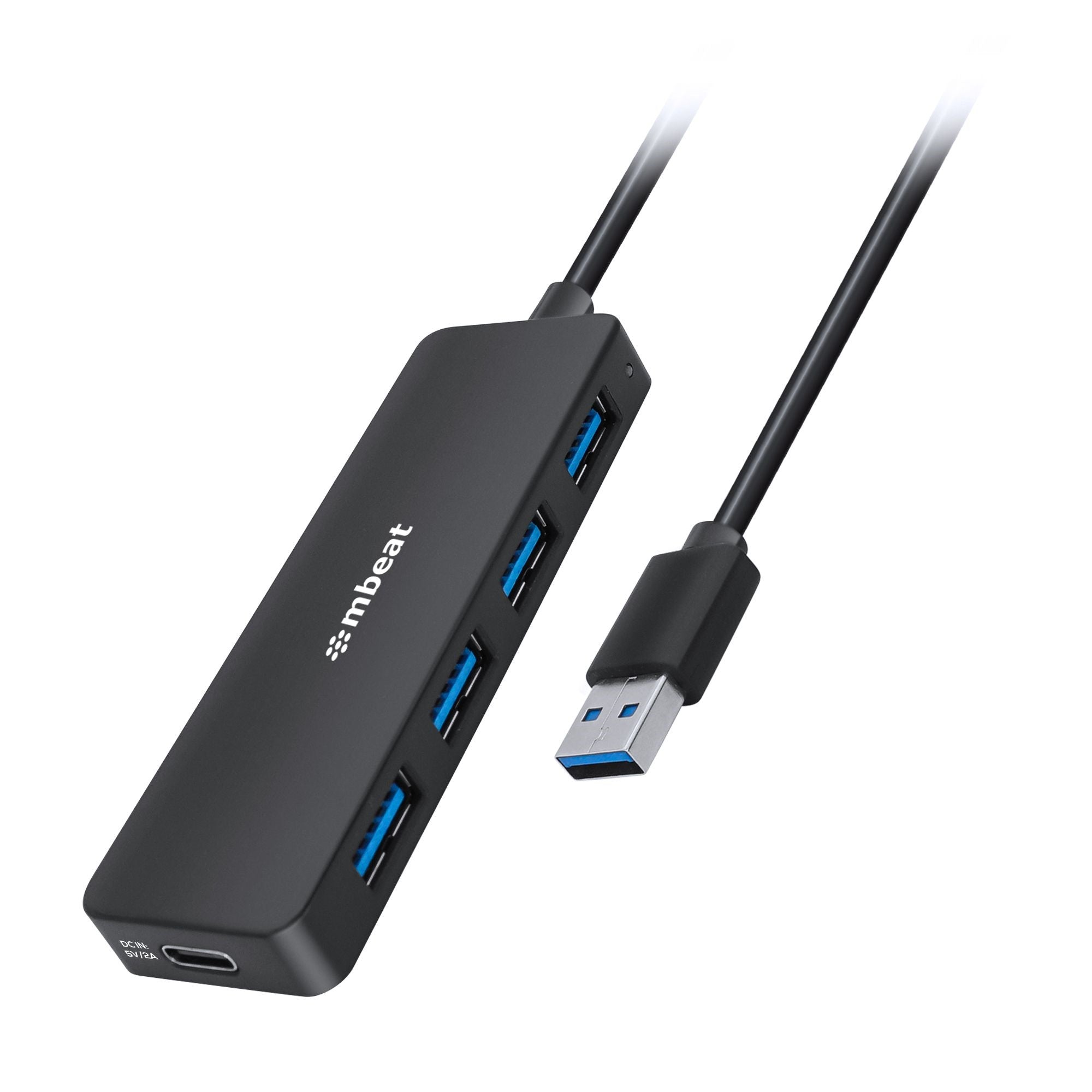 mbeat 4-Port USB 3.0 Hub with USB-C DC Port Compact and Portable Design Expandable Connectivity
