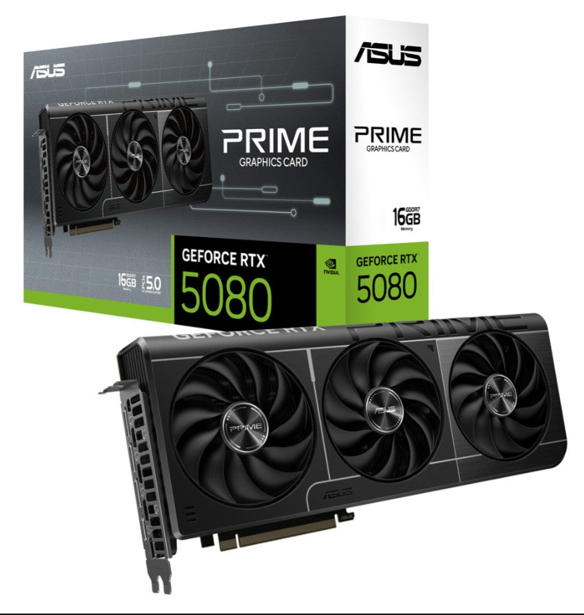 ASUS nVidia GeForce PRIME-RTX-5080 16GB GDDR7 1801 TOPs 30 Gbps Digital Max Resolution 7680 x 4320