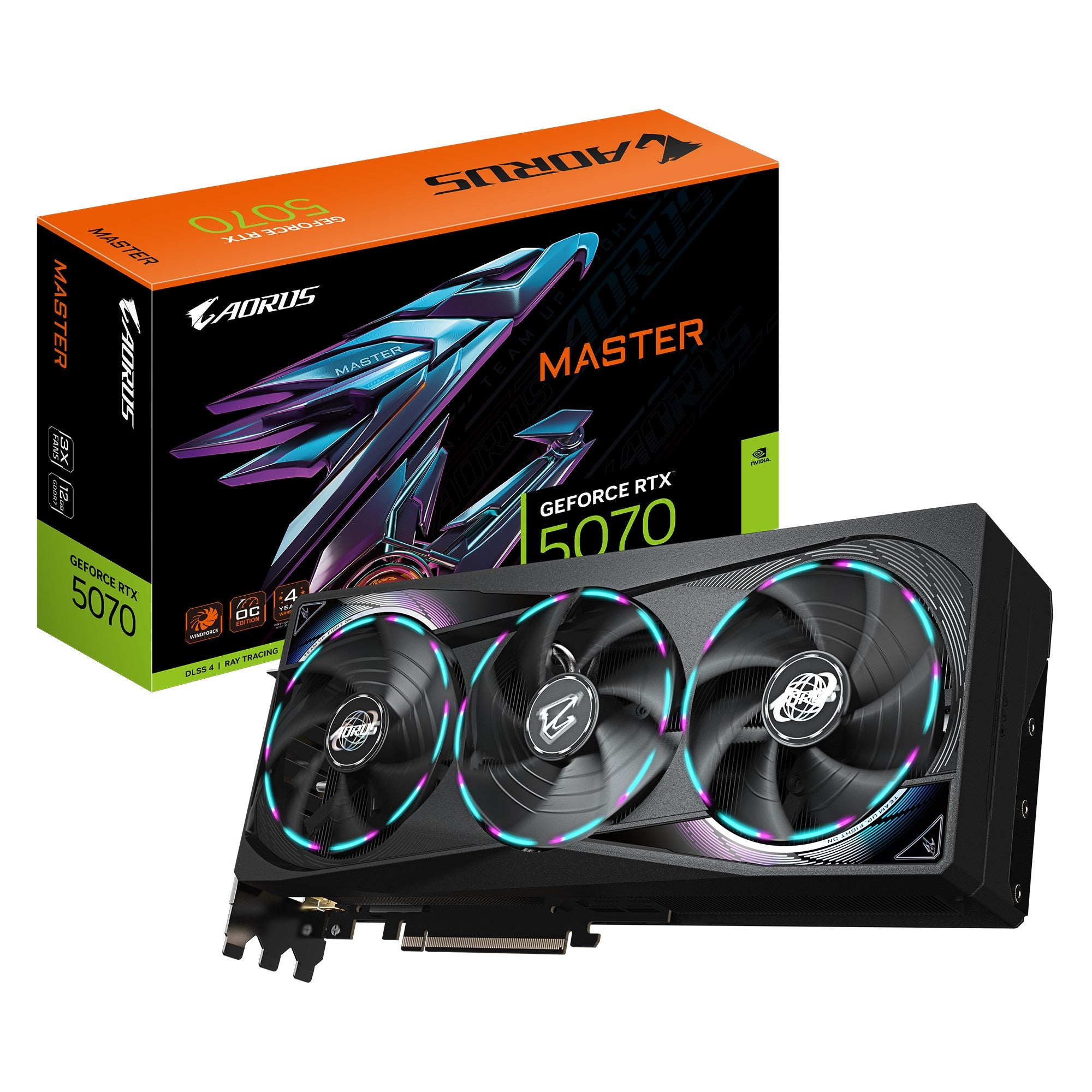 Gigabyte GV-N5070AORUS M-12GD, GeForce RTX™ 5070, CUDA 6144, 12 GB, GDDR7, PCI-E 5.0, ATX, 750W, HDMI 2.1b *1