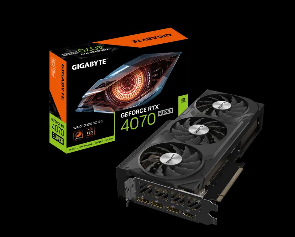 Gigabyte GeForce RTX™ 4070 SUPER WINDFORCE OC 12G, 2505 MHz, CUDA 7168, 21 Gbps, GDDR6X, 192 bit, PCI-E 4.0, PSU 700W, DisplayPort 1.4a *3 HDMI 2.1a *