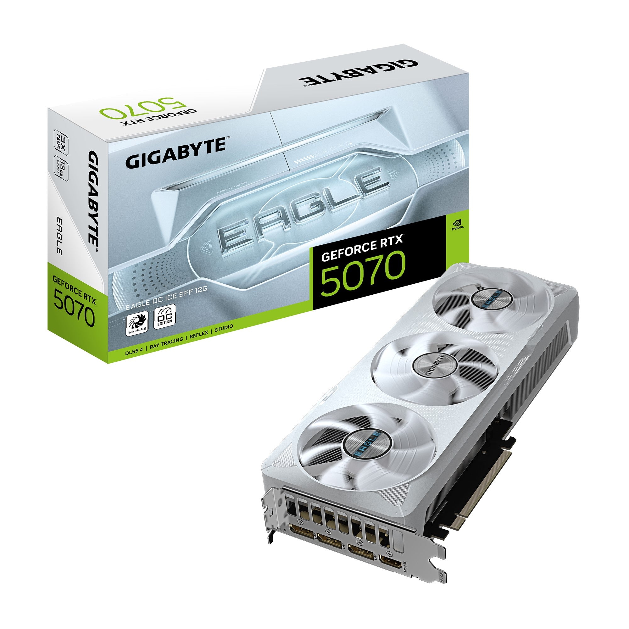 Gigabyte GV-N5070EAGLEOC ICE-12GD, GeForce RTX™ 5070, CUDA 6144, 12 GB, GDDR7, PCI-E 5.0, ATX, 750W, HDMI 2.1b *1