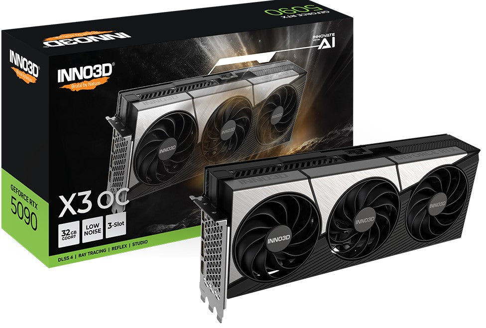 INNO3D nVidia GeForce RTX 5090 X3 OC 32GB GDDR7 2452MHz Boost Clock, RAM 28 Gbps, 3x DP, 1xHDMI 333x137x60mm (3-slot)