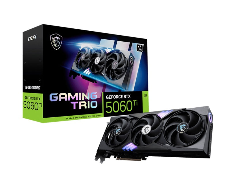 MSI nVidia GeForce RTX™ 5060 Ti 16G GAMING TRIO, PCI Express Gen 5x16, 28Gbps, Boost: 2572 MHz, CUDA 4608 Units, 16GB GDDR7, HDMI™ x 1