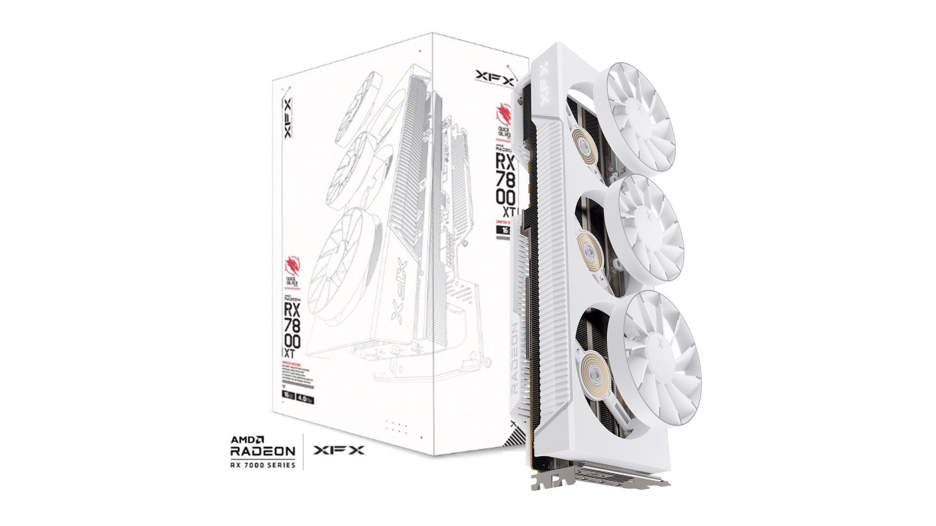 XFX Mercury AMD Radeon RX 9070XT OC White Magnetic Air Edition with RGB 16GB GDDR6 HDMI 3xDP, AMD RDNA™ 4 (RX-97TMARGW9)