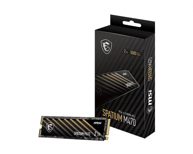 MSI 2TB M470 PCIe 4.0 NVMe M.2 SSD, 5000/4400 MB/s Read/Write, PCI-E NVMe 1.3, 3300 TBW, 5 Year Warranty (LS)