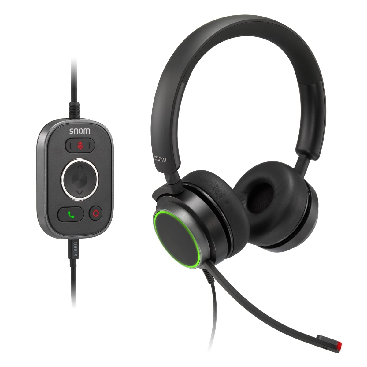 SNOM A330M Over-Ear USB-A Mono Headset, Passive Noise Cancellation, Black, USB/RJ9/3.5 Jack Cable with 0 Control, Soft PU Leather