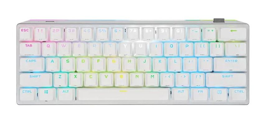 Corsair K70 MAX Black MGX, White RGB, White PBT Keycaps. Adjustable Magnetic Keys, Palm Rest, Bright LED, Media Controls, ICUE, Keyboard