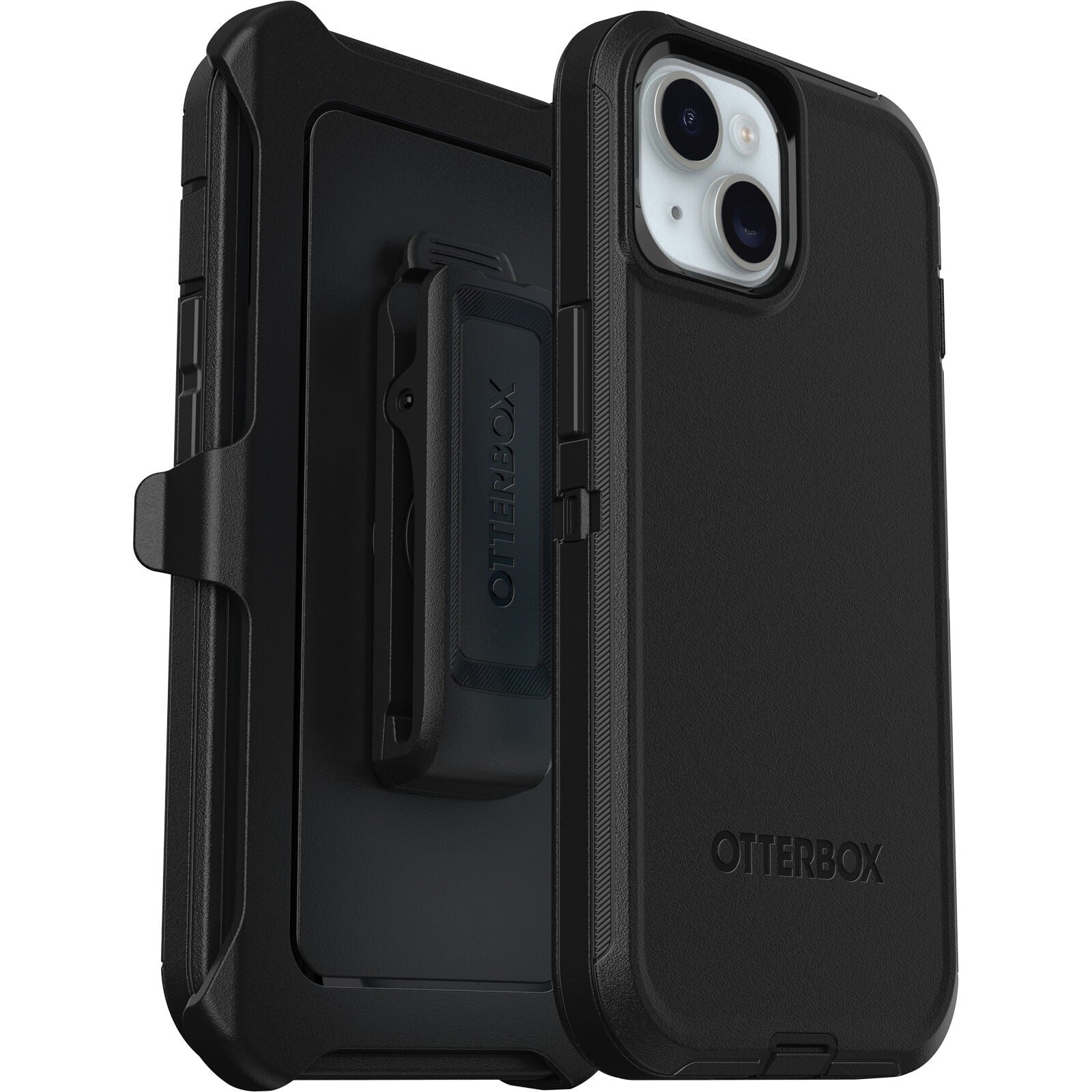 OtterBox Defender Apple iPhone 15 / iPhone 14 / iPhone 13 (6.1') Case Black - (77-92556), DROP+ 4X Military Standard,Included Holster,7 Years Warranty