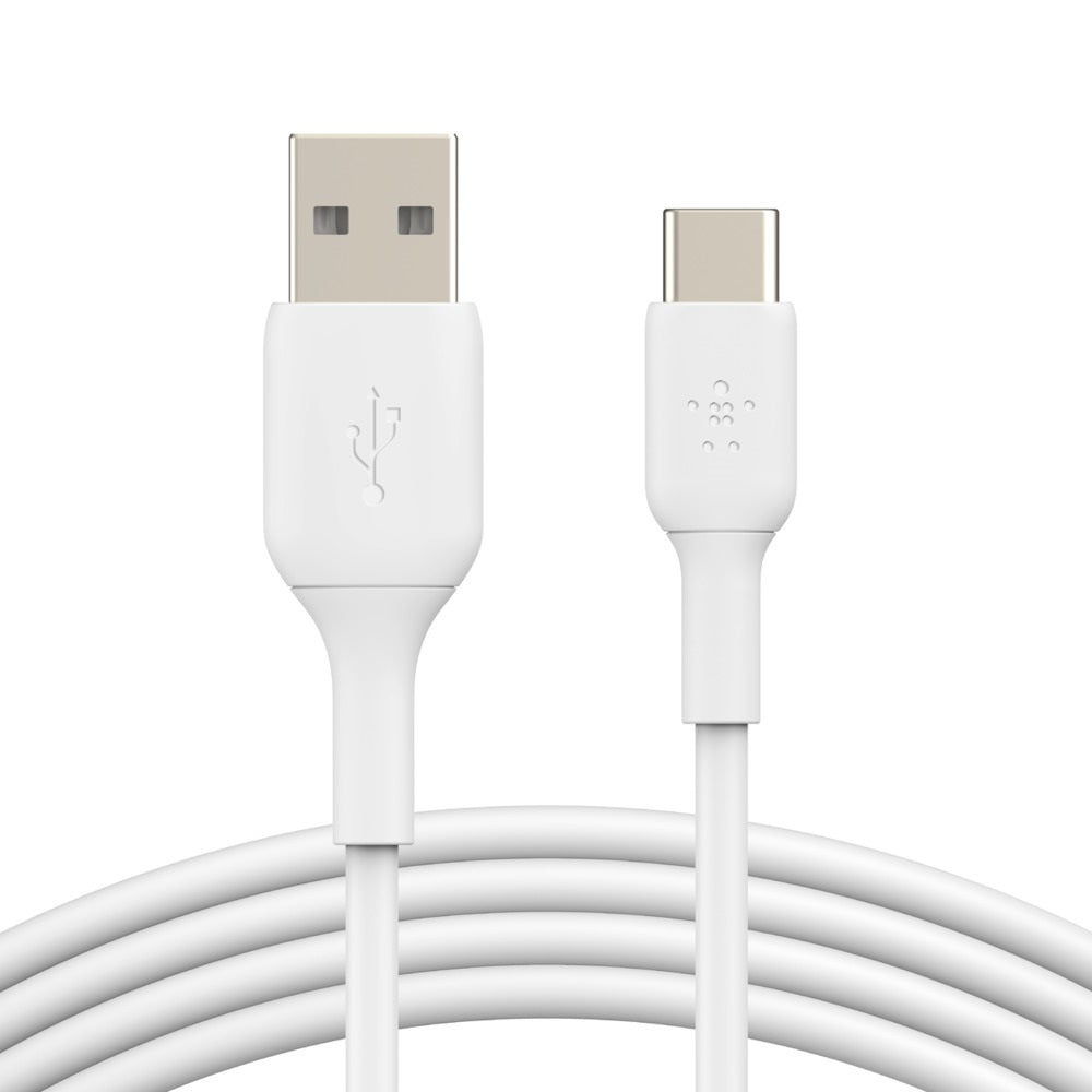 Belkin BoostCharge USB-C to USB-A Cable (1M) - White (CAB001bt1MWH), 15W, 480Mbps, 25K+ Bend, Samsung Galaxy, iPad, MacBook, Google, 2 Years Warranty