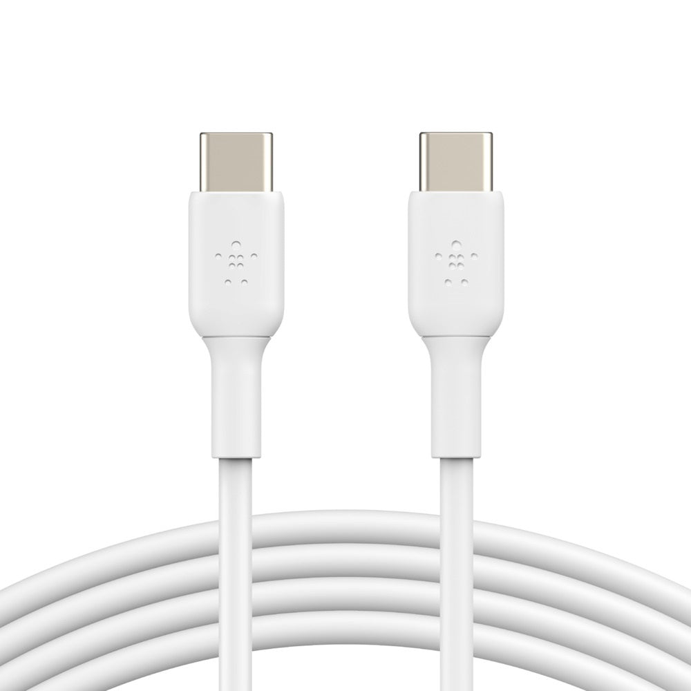 Belkin BoostCharge USB-C to USB-C Cable (1M) - White (CAB003bt1MWH), 60W, 480Mbps, 25K+ bend, Samsung Galaxy, iPad, MacBook, Google, 2 Years Warranty