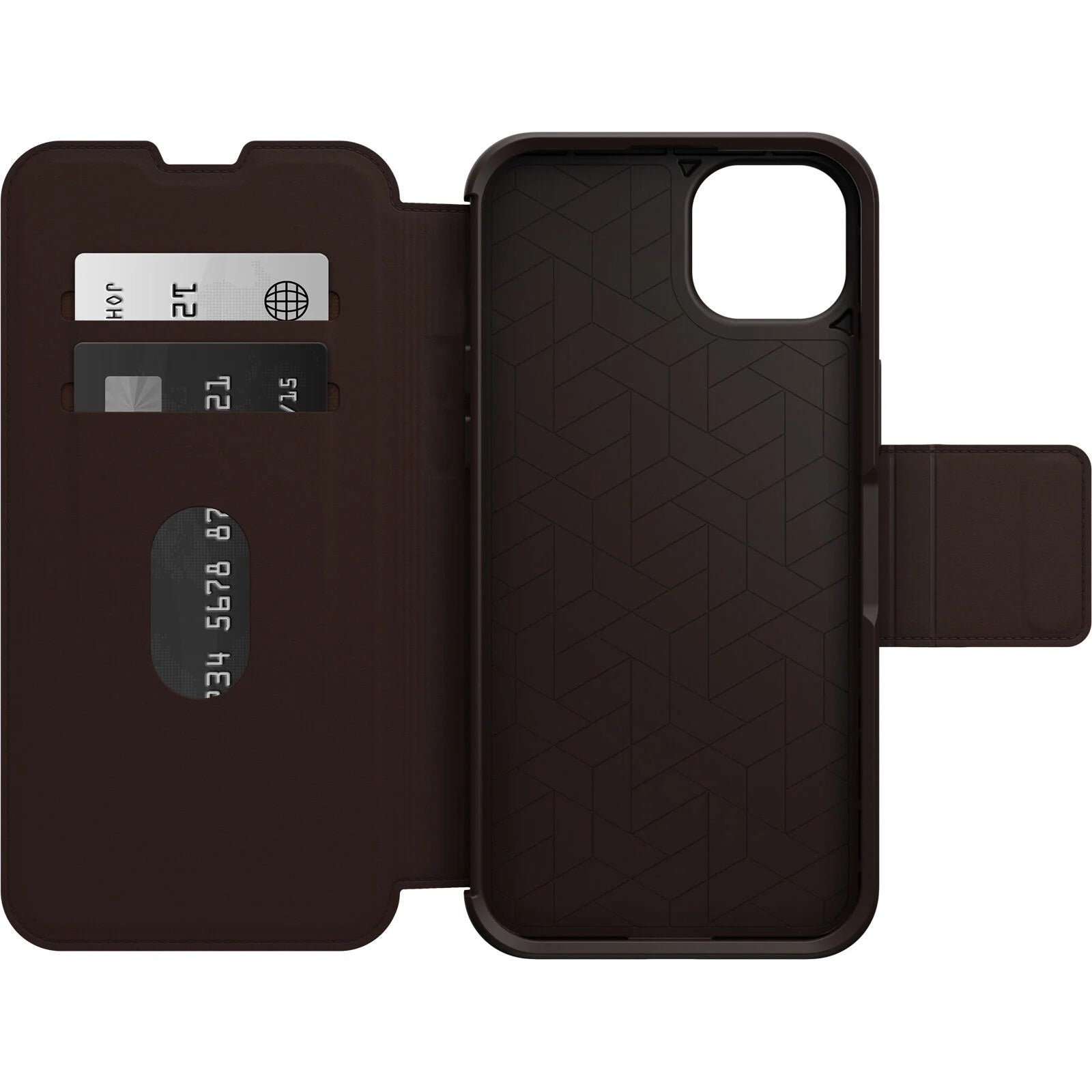 OtterBox Strada Apple iPhone 14 Plus Case Brown - (77-88554), DROP+ 3X Military Standard, Leather Folio Cover, Card Holder,  Soft Touch,7 Yrs