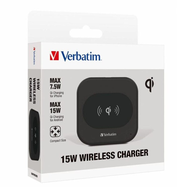 Verbatim Wireless Charger 15W - Black  (LS) Retail Pack