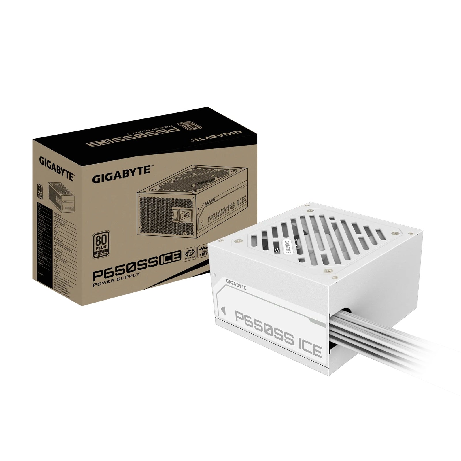 Gigabyte GP-P650SS ICE 650W ATX PSU Power Supply 80+ Silver 120mm 12V 100K Hrs 50-60 Hz 120mm Fan