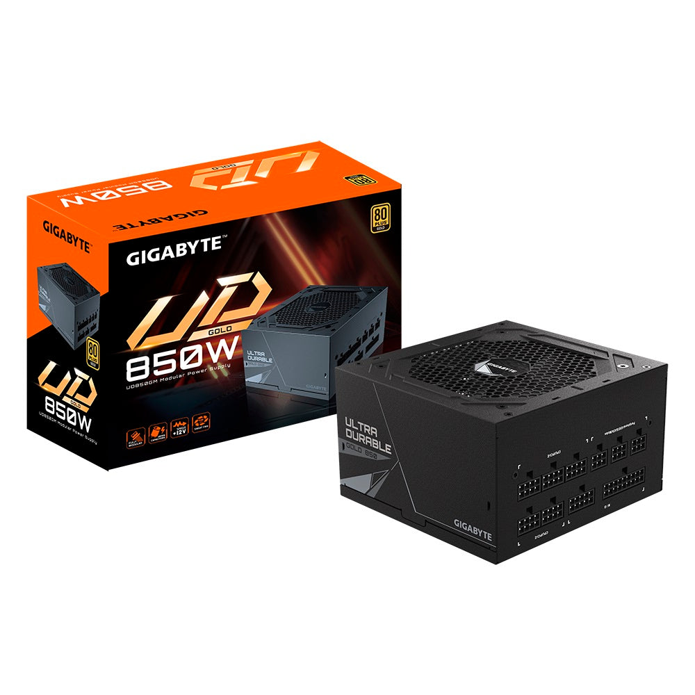 Gigabyte UD850GM 850W ATX PSU Power Supply  80+ Gold >90% 120mm Hydraulic Bearing(HYB)fan Black Flat Cables Single +12V Rail Japanese  100K Hrs