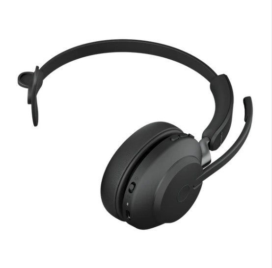 Jabra Evolve2 65 MS Mono Black Bluetooth Headset, Link 380 USB-A Passive Noise-cancelling, 2ys Warranty, 3-Microphone 0 Technology, Up to 37 Hours