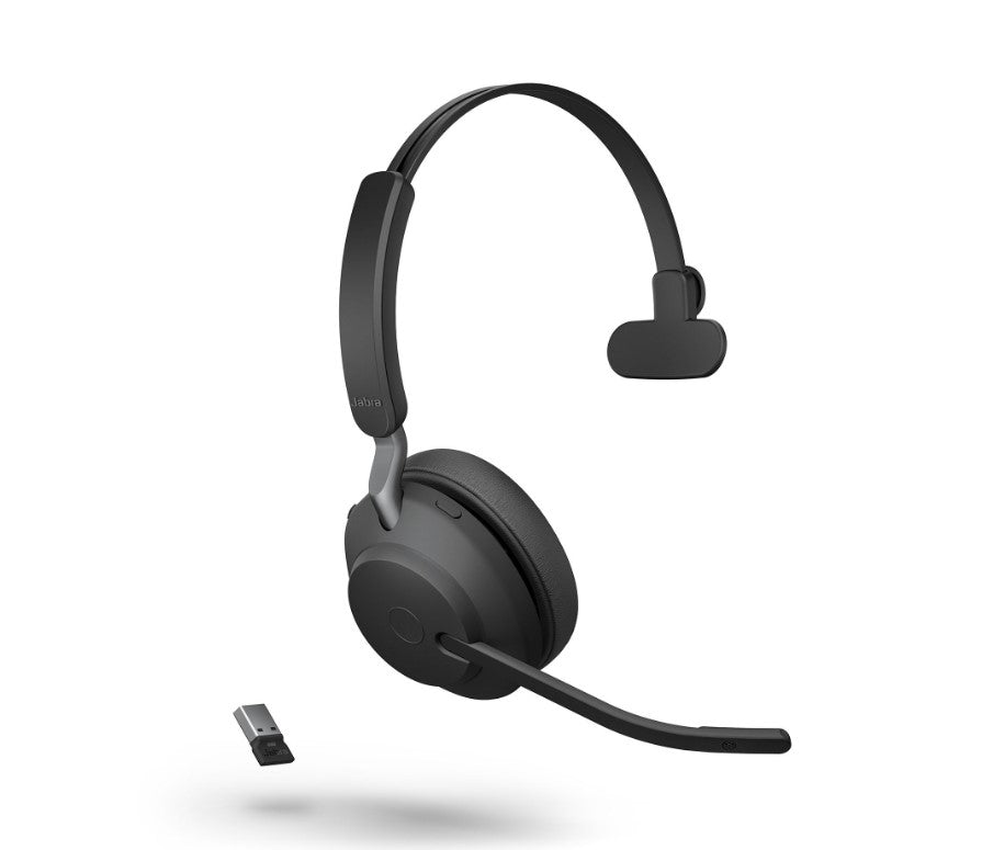 Jabra Evolve2 65 UC Mono Black Bluetooth Headset, Link 380 USB-A Passive Noise-cancelling, 2ys Warranty, 3-Microphone 0 Technology, Busylight