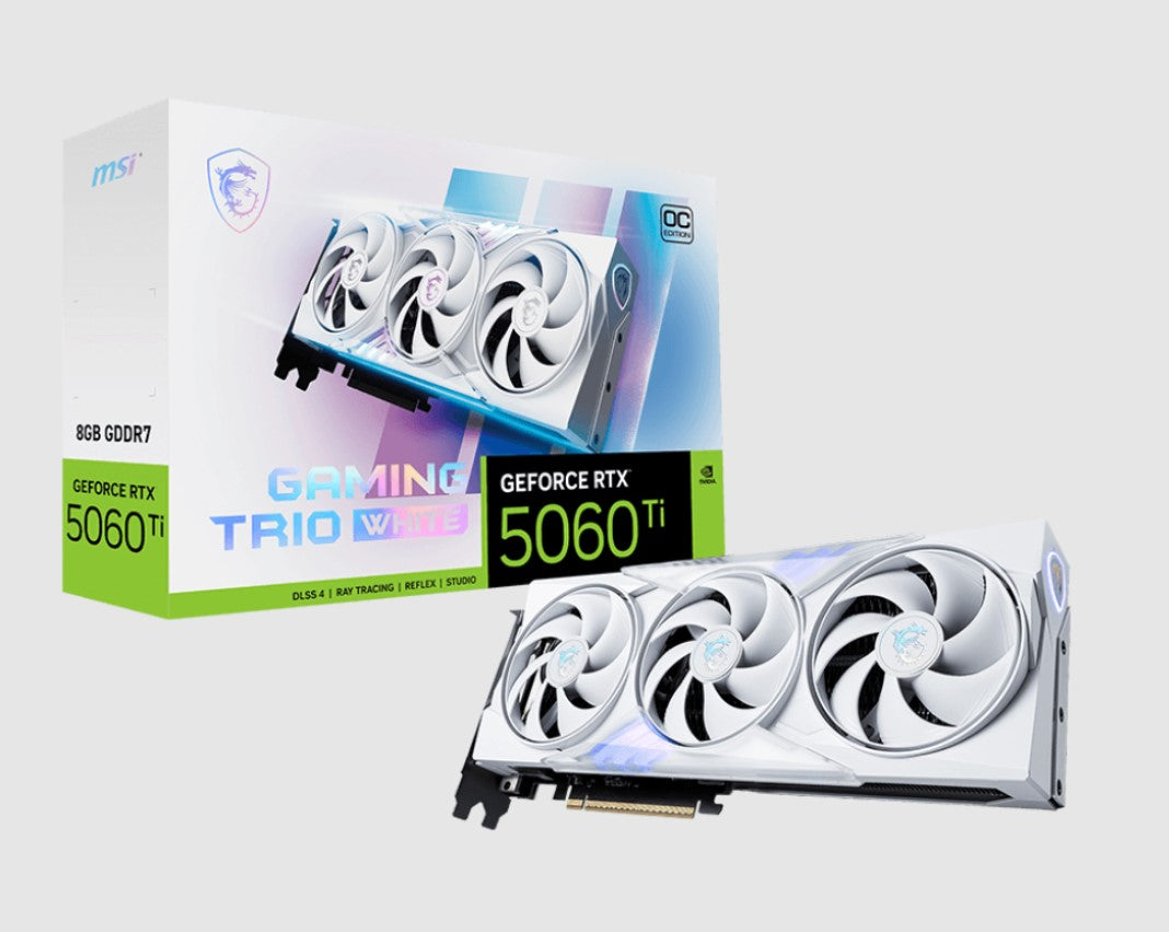 MSI nVidia GeForce RTX 5060 Ti 8G GAMING TRIO OC WHITE, PCI Express® Gen 5 x 16, Boost: 2647 MHz, CUDA 4608 Units, 8GB GDDR7, HDMI™ x 1
